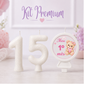 Kit Brilhart Premium – 2 Velas Numéricas + 1 Vela de Tema